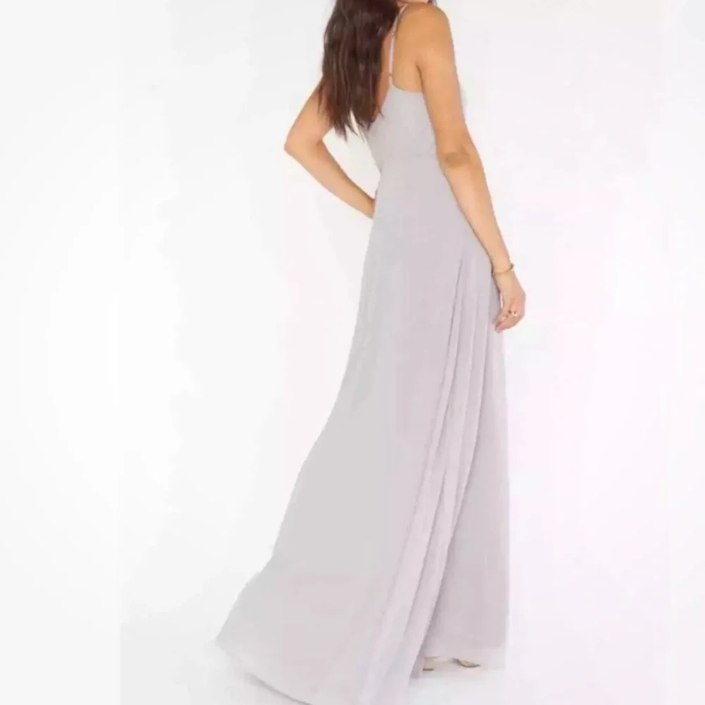 NWT NIP SHOW ME YOUR MUMU Faith Maxi Dress Dove Grey Chiffon Size: Small - Picture 2 of 5